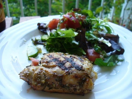 Grilled chicken with summer savory